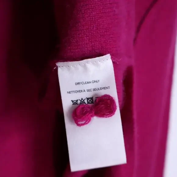 PILCRO Valani Cashmere V Neck Sweater Magenta Hi Low Oversized Women's L - Picture 9 of 11